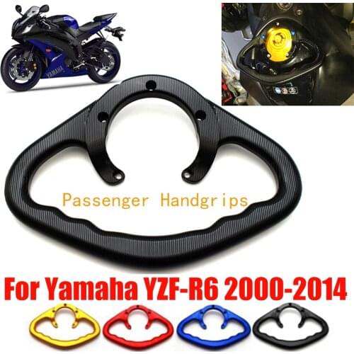 CNC Motorcycle Passenger Handgrips Hand Grip Tank Grab Bar Handles Armrest For Yamaha YZF-R6 YZF R6 2000-2014 2011 2012 2013