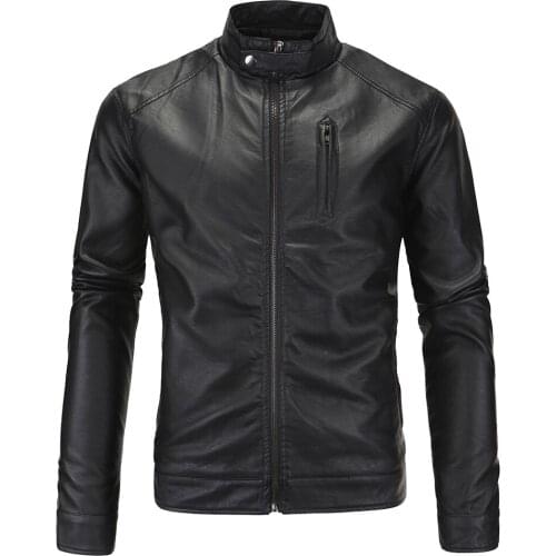 Men Slim Leather Jackets and Coats Good Quality Male Black Casual Fit Leather Coats Men Spring Thin PU Leather Jackets Size 5XL