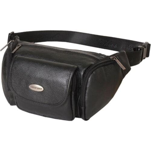 Men Genuine Leather Bags Cross Body Fanny Chest Pack Shoulder Messenger Bag Purse Casual Male Hip Bum Belt Waist Bags wallet