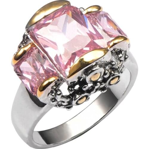 Pink Crystal Zircon925 Sterling Silver Ring For Men and Women Size 6 7 8 9 10 F1446