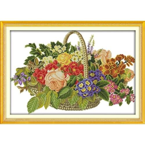 Basket of flowers cross stitch kit flower 18ct 14ct 11ct count printed canvas stitching embroidery DIY handmade needlework
