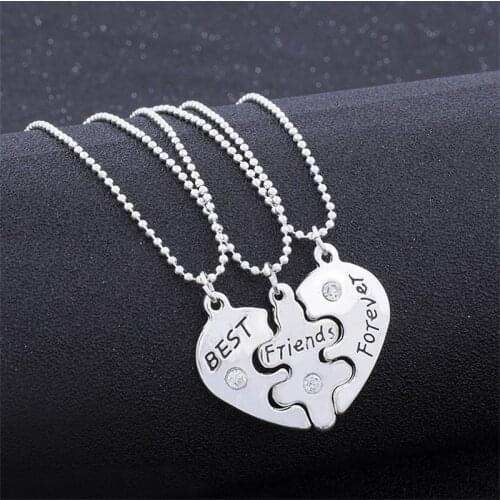 New Promotional 3 piece set BFF split heart broken heart good friend stitching set best friends forever love pendant necklac
