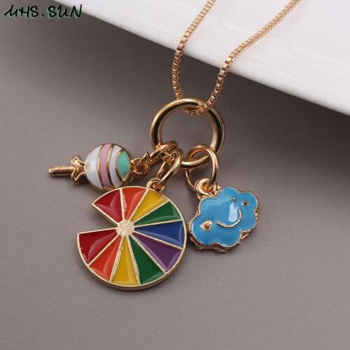 MHS.SUN Cute Design Baby Girls Charm Alloy Pendant Necklace For Kids Child Long Chain Necklace Party Gifts Jewelry 1Pc