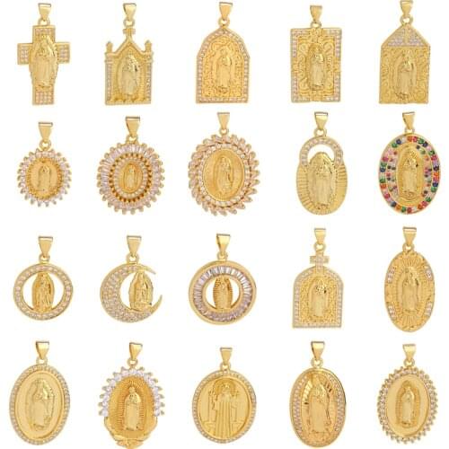 Juya DIY Gold Religious God Mother Virgin Mary Saint Jesus Charms Pendant For Handmade Christian Prayer Jewelry Making Supplies