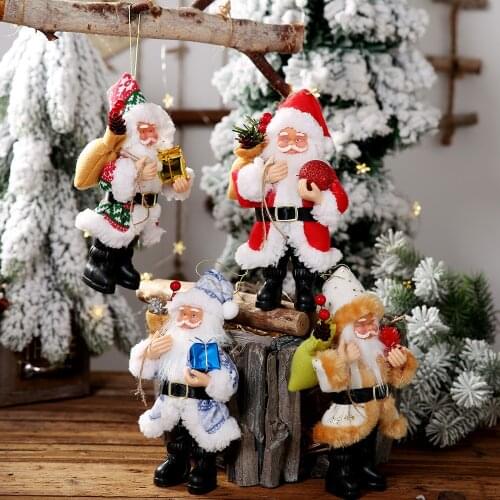 Christmas Tree Pendant Santa Claus Resin Doll Pendant Standing Small Doll Desktop Ornaments Christmas Decorations Gift