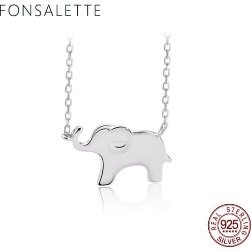 Simple Mirror Small Elephant Necklace 925 Silver Animal Family Pendant Dainty Necklace Woman Jewelry Christmas Gift ZK40
