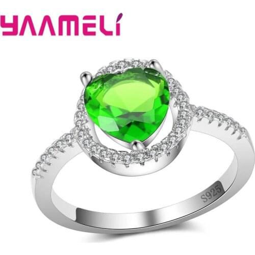 Factory Sale Romantic 3 Prong Setting Heart Cubic Zirconia Jewelry Rings 925 Sterling Silver Bridal Engagement Ring