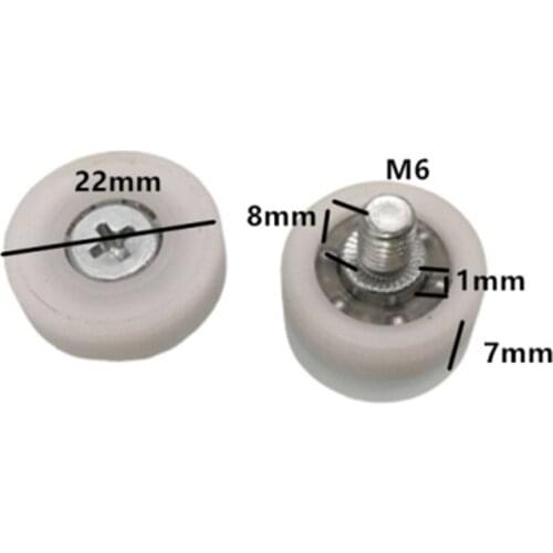 M6x8m thread rod Bearing pulley 22mm OD drawer nylon flat type positioning pulley for furniture repair roller wheel