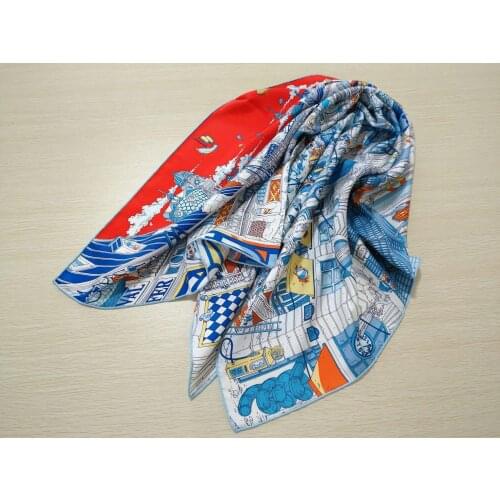 2020 new arrival sprigin classic fashion design 100% silk scarves 90*90 cm hand roll women shawl wrap for women girl lady