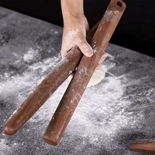 North American Black Walnut Rolling Pin Perforated Solid Wood Baking Dumpling Sticks Portable Kitchen Cooking Baking Tools