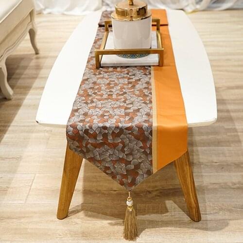 Modern Light Luxury Jacquard Tablecloth Coffee Table TV Cabinet Home Wedding Party Decoration Simple With Tassel Table Runner