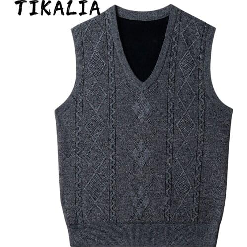 Sweater Vest Men Sleeveless Sweaters Men Autumn Slim Fit Knitted Vests Warm Small Size