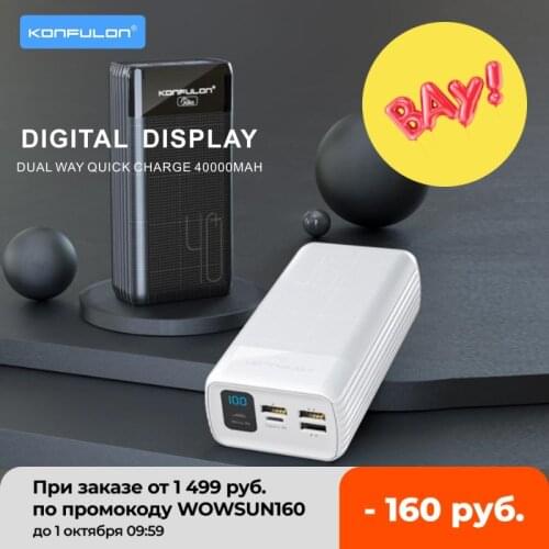 Type C PD Powerbank 40000 Mah Dual Quick Charge Power Bank Black Led Display 15W PD External Battery Charger For iPhone Xiaomi