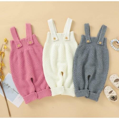 0-24 Months Knitted Sweater Romper Newborn Baby Girls Boys Autumn Winter Strap Jumpsuit Kids Solid Overall Vest baby clothes