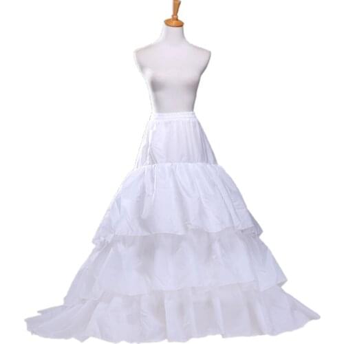 Women Trumpet Fishtail Petticoat 3 Layer Ruffled Trailing Crinoline Underskirt X7YC