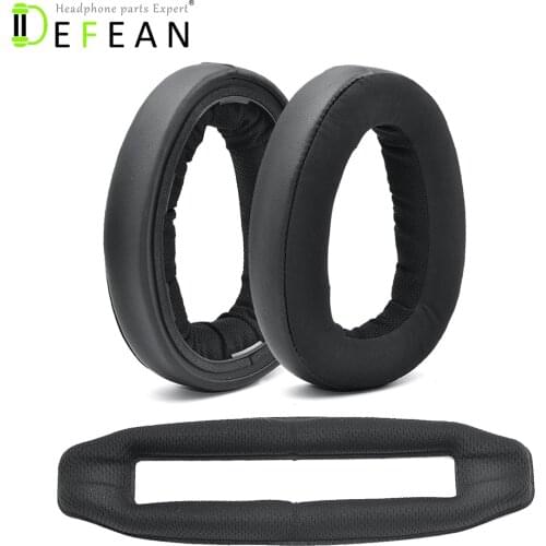 Defean Replacement Protein Leather and Memory Foam Defean Ear Pads Headband for Sennheiser GSP 600 500 GSP600 Headphone