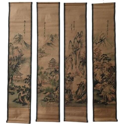 China celebrity painting old scrolls Four screen decorate landscape painting