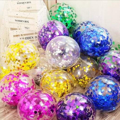 10Pcs 12 Inch Transparent Confetti Aluminum Foil Sequined Latex Balloon Birthday Party Festive Wedding Background Decoration
