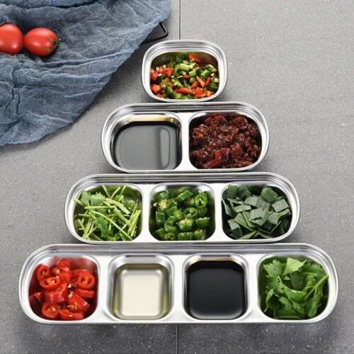10pcs 304 Stainless Steel Pepper Roast Meat Sauce Dishes Wasabi Bowl Separate Sushi Vinegar Soy Plates Food Seasoning Tray