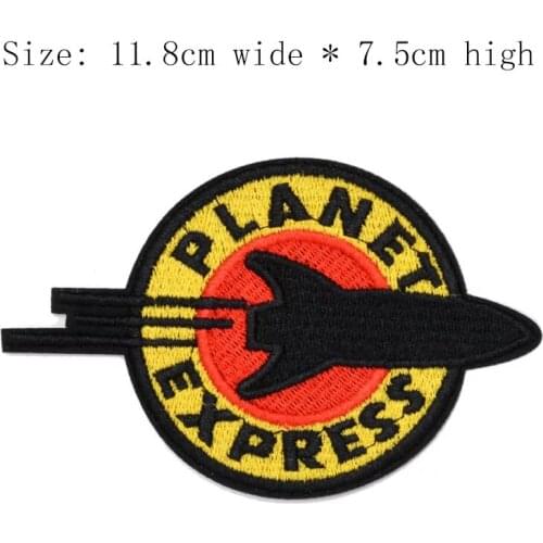 10pcs PLANET EXPRESS Free shipping 11.8cm wiide embroidery patch iron on sew emblemas for DIY Jeans clothing left chest/rocket