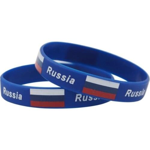 100pcs Russia Flag Logo Bracelet Men Hologram Silicone Wristband Sports Power Rubber Wrist Strap Bangle Men Accessories Gifts