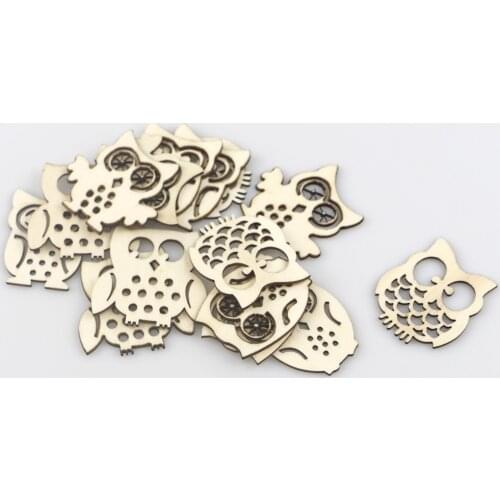 15Pcs Wooden Owl Shaped Embellishment Hollow Cutout Unfinished Crafts for Card Making Scrapbooking DIY Wood Art Wedding