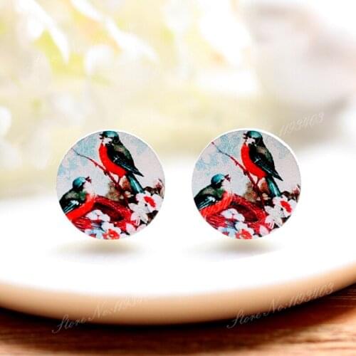 16mm Flower Round High Quality Photo Wood Laser Cut Cabochon to make Rings, Earrings,Bobby pin,Necklaces, Bracelets-(WEH-339)