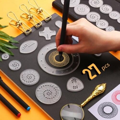27pcs Spirograph Drawing Toys Set Magic Painting Template Geometric Ruler Creative Educational Toy For Children Adults