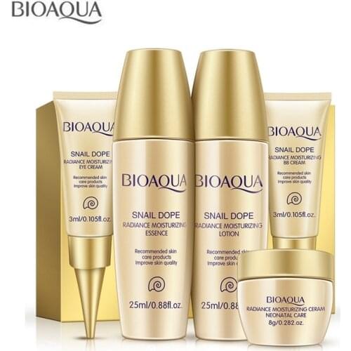 5Pcs/Set BIOAQUA Snail Makeup Skin care Kits Moisturizing Hydrating Nourishing Oil Control Anti acne Serum Lotion Eye Cream