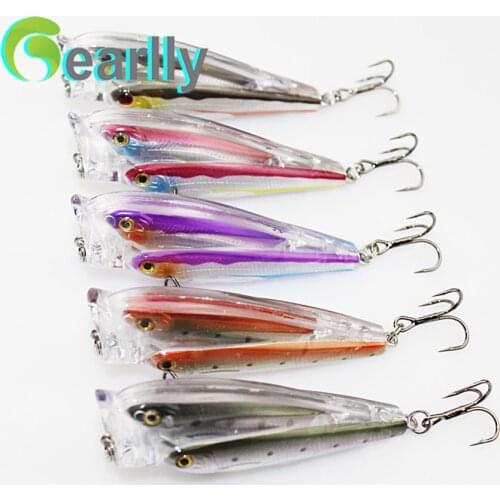 5 PCS/Lot Gearlly PO008 75mm 12.5g Fishing Popper Style Artificial Group Fish Floating Hard Lures fishing lures Fish Bait