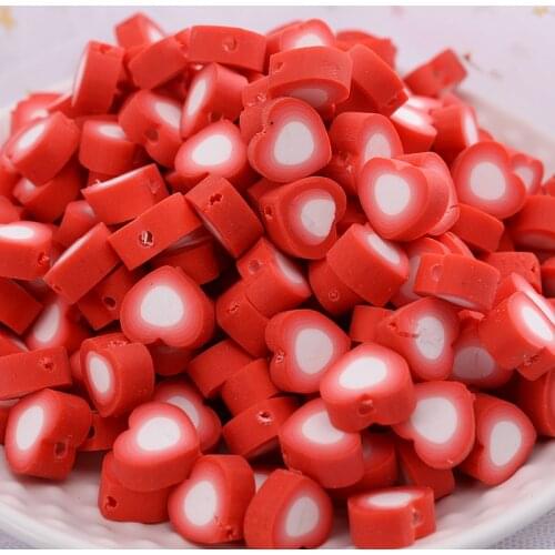 50-100Pcs/Pack Multi-Layer Pattern Heart Shape Design Polymer Clay Loose Spacer Beads Bracelet Earrings Jewelry Findings Making