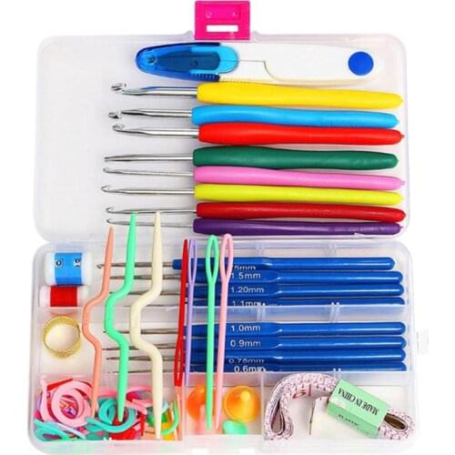 57 In 1 16 Sizes Stainless Steel Sewing Crochet Hooks Yarn Knitting Needles Set
