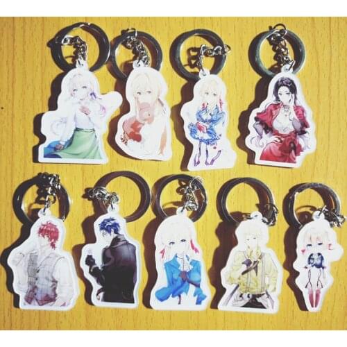 9 pcs/lot Anime Violet Evergarden acrylic figure keychain keyring Single double-sided pendant toy gift