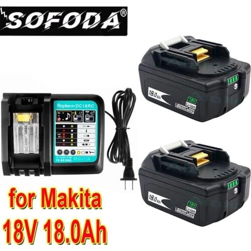 BL1860 Rechargeable Battery 18 V 18000mAh Lithium ion for Makita 18v Battery BL1840 BL1850 BL1830 BL1860B LXT 400+charger