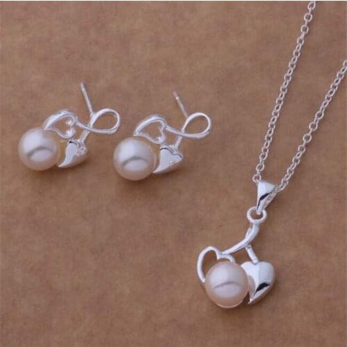 AS337 Hot Sale Silver Plated Color Jewelry Sets For Women Wholesale High Quality Classic Earring 454 + Necklace 109