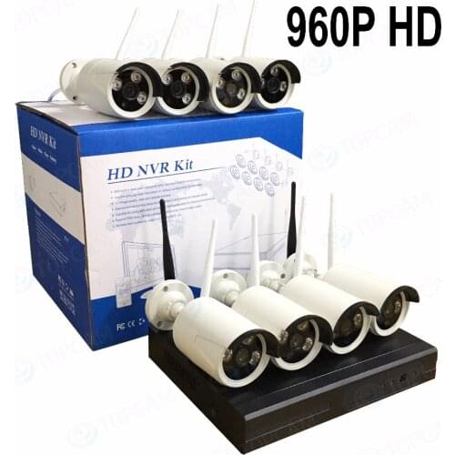 TOPCAM Plug And Play 8CH NVR Wireless CCTV System 960P HD H.264 IP66 Mini Home Security Video WIFI IP Camera Surveillance Kit
