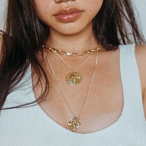 Vintage aesthetic Coin necklace layered one piece chain on the neck Womens accessories clothing Chains jewelery pendants Gift