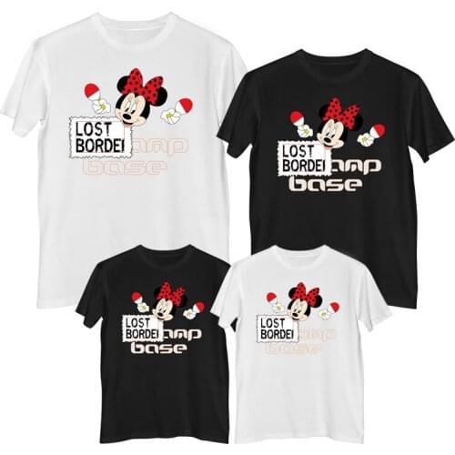 Disney Minnie Mouse T shirt Summer Comfortable 100% cotton Fashion Woman T-shirts Clothes girl mom and daughter matching clothes