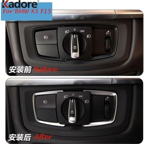 For BMW X5 F15 2014 2015 Matte Headlight Adjust Switch Cover Trim Car Interior Accessories Car Styling Sticker