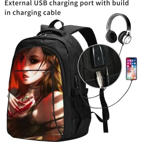 Gothic USB Interface backpack Cartoon Anime School Bags Boys Rucksack Girls Knapsack Men Women Travel Bag