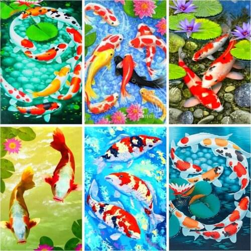 HUACAN 5D DIY Diamond Painting Fish Animal Home Decoration Embroidery Picture Handcraft Art Kits Lover Gift