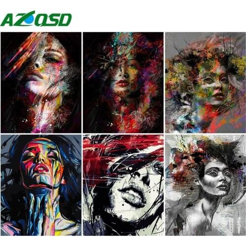 AZQSD 40x50cm Oil Painting By Numbers Abstract Art Woman HandPainted DIY Gift Pictures By Numbers Portrait Home Decoration
