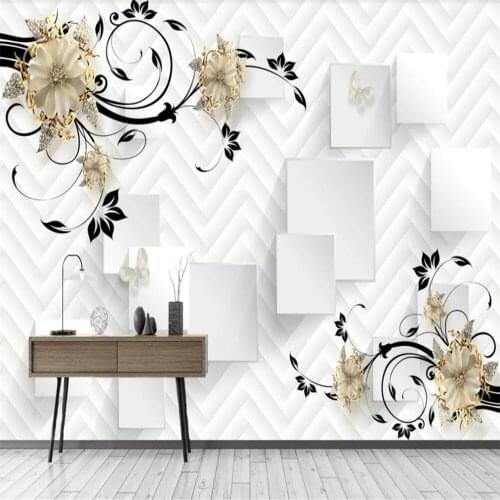 Milofi custom 3D wallpaper mural 3D square jewelry butterfly stereo living room background wall decoration painting wallpaper mu