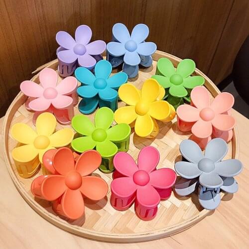 Cute Candy Colors Hair Clip Headband Big Flower Hair Claws Plastic Hair Clips For Girl Women Hairpins Fashion Hair Accessories