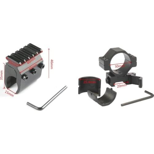 MIZUGIWA Tactical 20mm Picatinny Weaver Rail Hunting Rifle Gun Converter Laser Sight+30mm / 25.4mm 1" Quick Release Mount