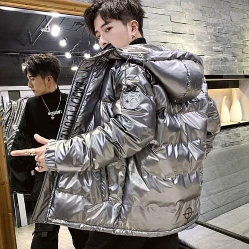 Cotton jacket mens winter thick cotton clothing mens short bright cotton mens trend