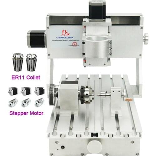 Assembled 4axis Rotary A Axis CNC 3020 Router Frame Kit for Mini Diy CNC 65mm Spindle Motor Engraving Milling Machine