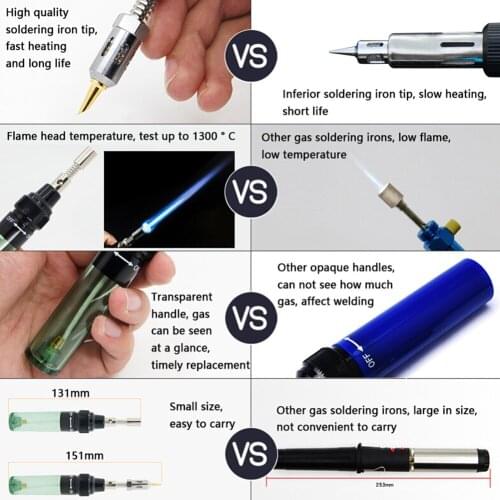 Gas Soldering Iron Set MT-100 Portable Pneumatic 3-in-1 Electric Welding Kit 131mm Gas Soldering Iron Set