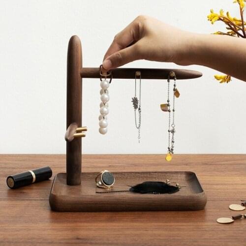 Solid Black Walnot Wood Storage Holder Household Decoration Table Stand Natural Wooden Tray Entrance Key Jewelry Storage Rack