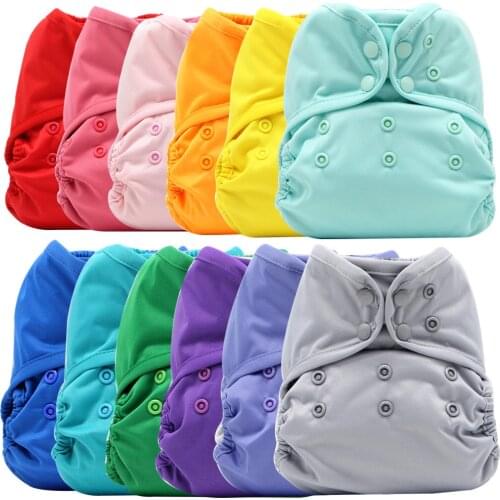Asenappy Solid Color Cloth Diaper Cover Waterproof Baby Washable Diapers Reusable Cloth Nappies Fit 3 - 15 Kg